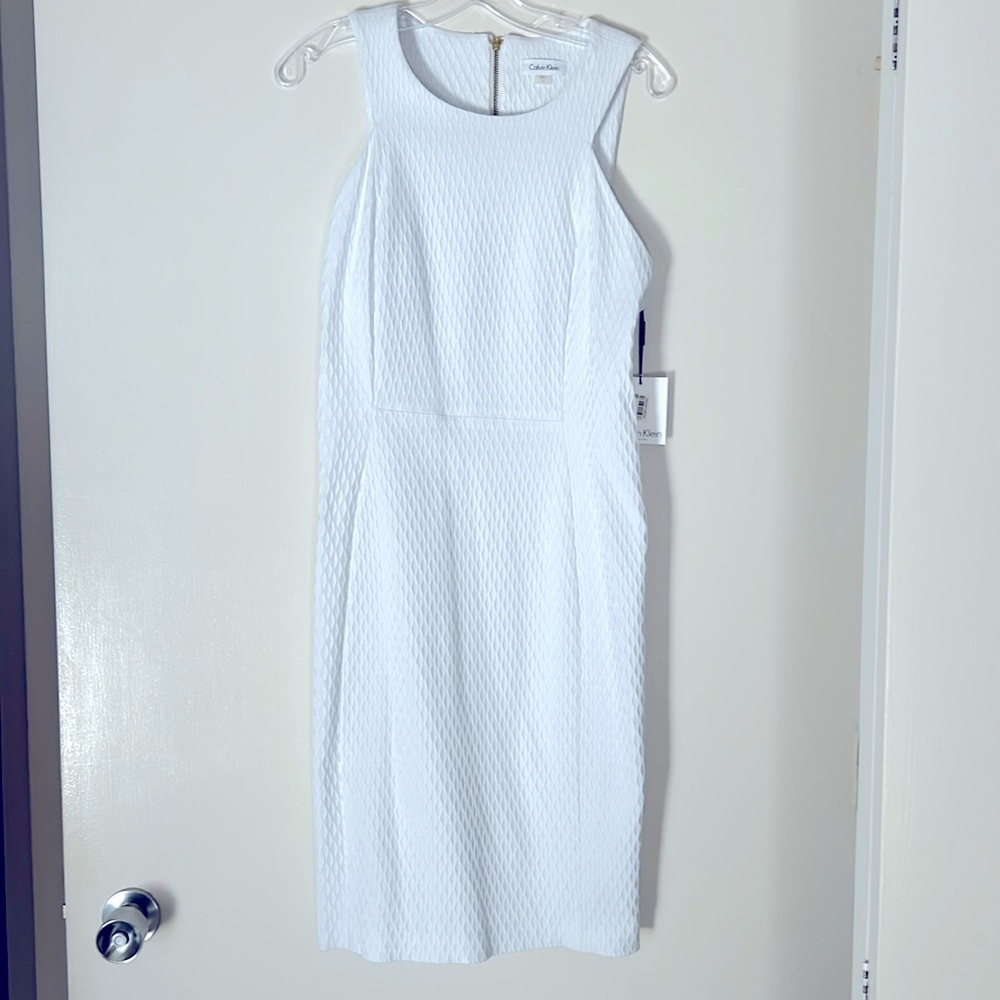 New Calvin Klein white sleeveless dress, size 14 - Picture 1 of 7